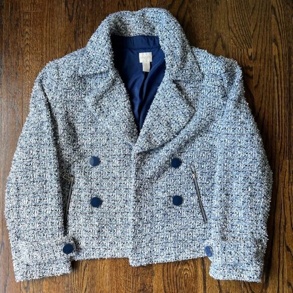 Chicos Open Front Tweed Jacket Size 2 - Picture 5 of 11